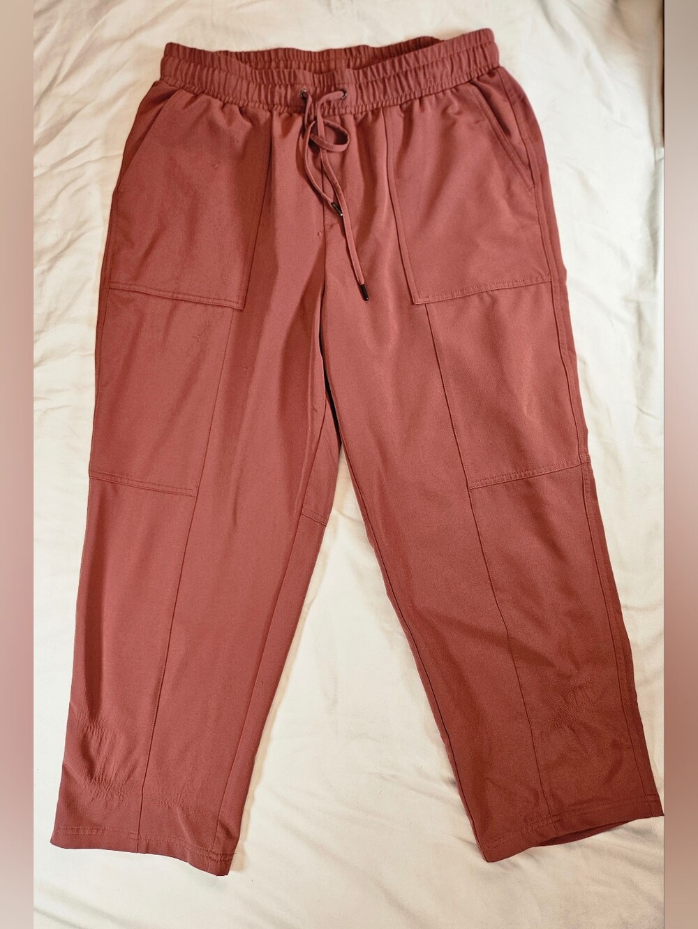 Mondetta Womens Mauve Elastic Waist Front Patch Pocket Textured Ankle Pants Sz L